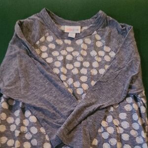 LuLaRoe Blue and White Long Sleeve Tee with Heart Pattern